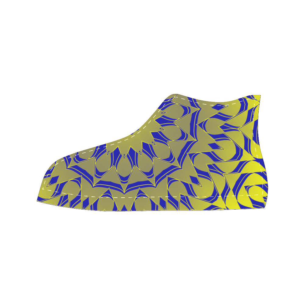 Yellow Blue Gold Mandala High Top Canvas Women's Shoes/Large Size (Model 017)