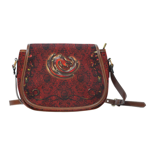 The dragon in red and gold Saddle Bag/Small (Model 1649) Full Customization