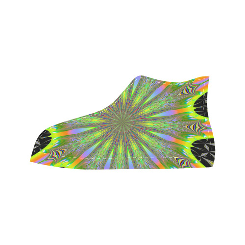 Fractal Kaleidoscope Mandala Flower Abstract 32 Aquila High Top Microfiber Leather Women's Shoes (Model 032)
