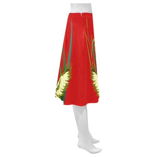 Lovely Swans  & Flower Lily in a Pond Mnemosyne Women's Crepe Skirt (Model D16)