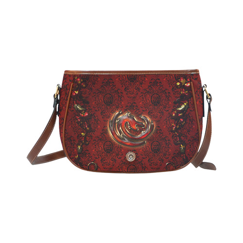 The dragon in red and gold Saddle Bag/Small (Model 1649) Full Customization
