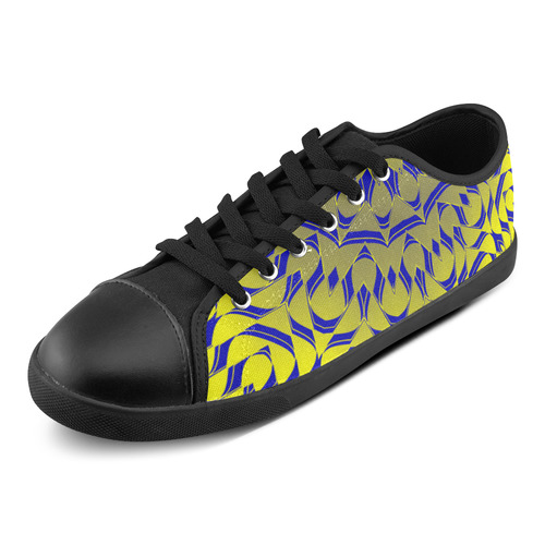 Yellow Blue Gold Mandala Canvas Shoes for Women/Large Size (Model 016)