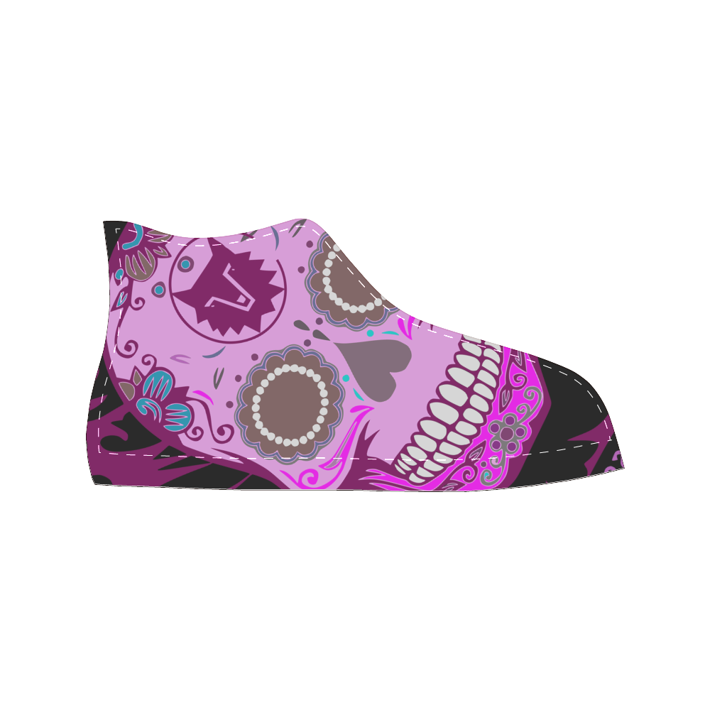 SKULL PINKY High Top Canvas Women's Shoes/Large Size (Model 017)