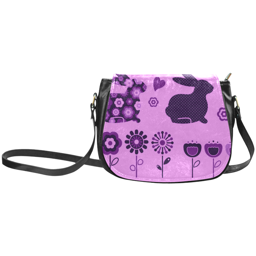 Exclusive hand-drawn elegant vintage Bags Collection. Cute art with bunny and floral art. Unique fas Classic Saddle Bag/Small (Model 1648)