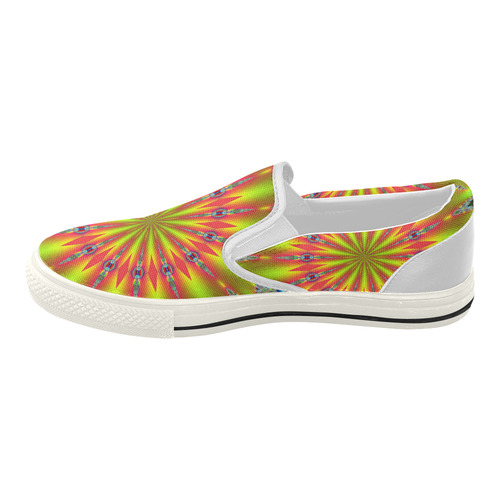 Fractal Kaleidoscope Mandala Flower Abstract 21 Women's Slip-on Canvas Shoes (Model 019)