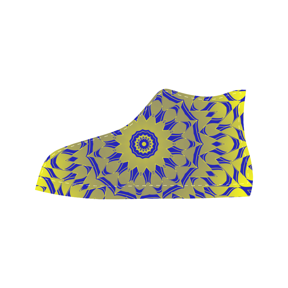 Yellow Blue Gold Mandala Aquila High Top Microfiber Leather Women's Shoes (Model 032)