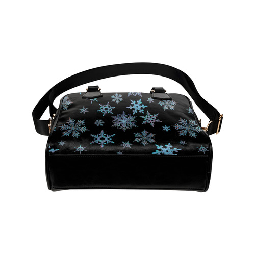 Snowflakes, Blue snow, stitched design Shoulder Handbag (Model 1634)