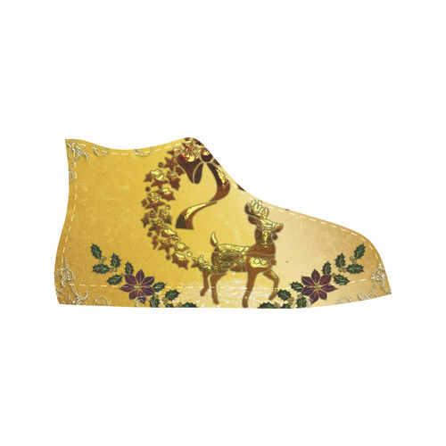 Reindeer in golden colors Aquila High Top Microfiber Leather Women's Shoes (Model 032)