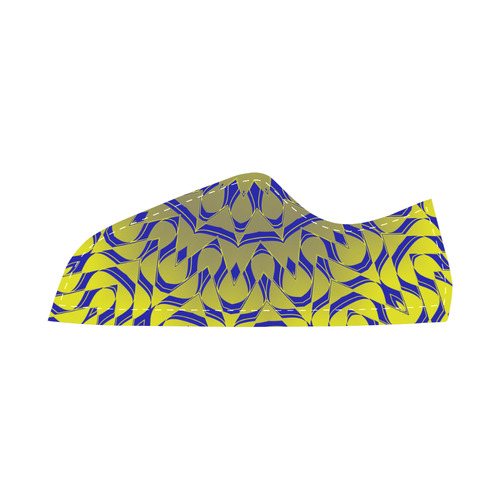 Yellow Blue Gold Mandala Canvas Shoes for Women/Large Size (Model 016)