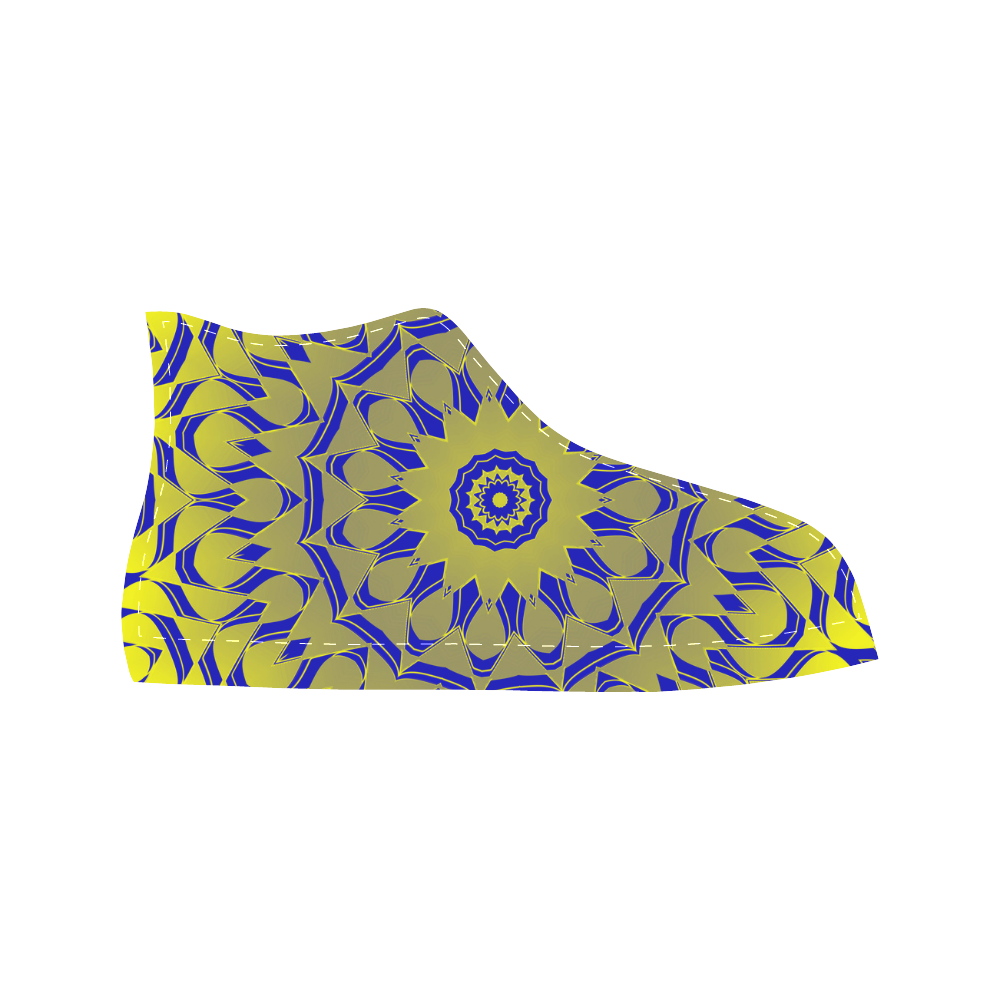 Yellow Blue Gold Mandala Aquila High Top Microfiber Leather Women's Shoes (Model 032)