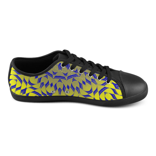 Yellow Blue Gold Mandala Canvas Shoes for Women/Large Size (Model 016)