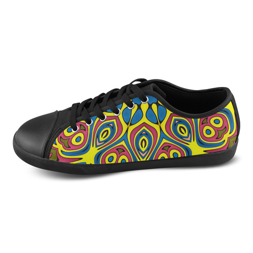 Yellow Flower Mandala Canvas Shoes for Women/Large Size (Model 016)