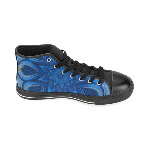 Blue Blossom Mandala High Top Canvas Women's Shoes/Large Size (Model 017)