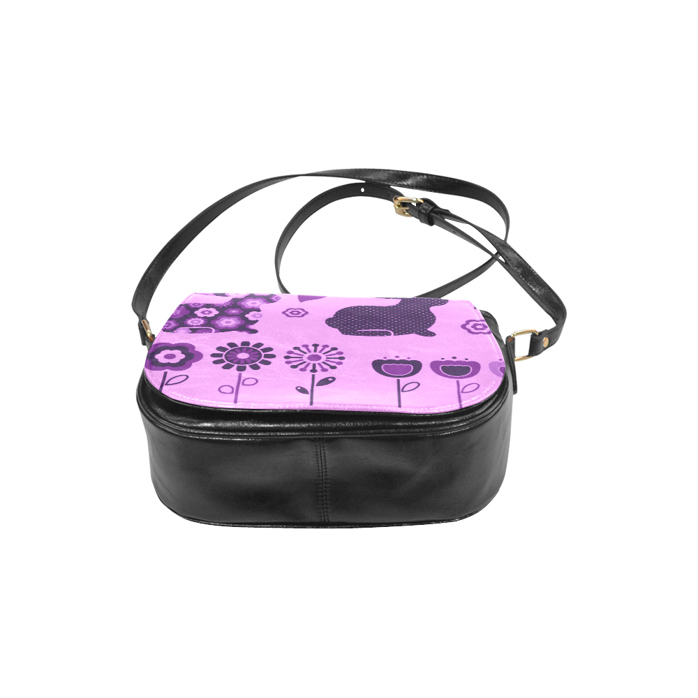 Exclusive hand-drawn elegant vintage Bags Collection. Cute art with bunny and floral art. Unique fas Classic Saddle Bag/Small (Model 1648)