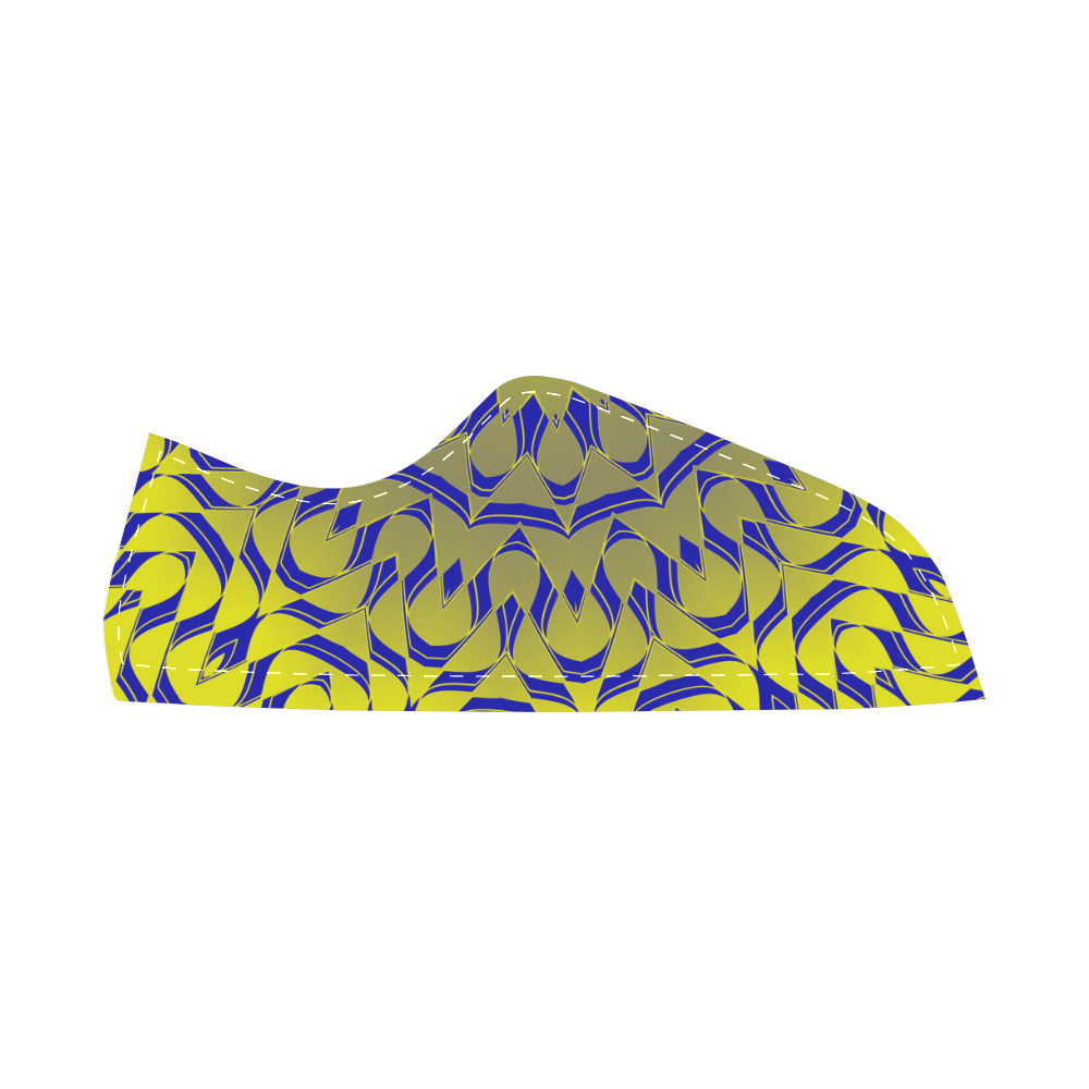 Yellow Blue Gold Mandala Canvas Shoes for Women/Large Size (Model 016)