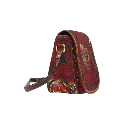 The dragon in red and gold Saddle Bag/Small (Model 1649) Full Customization