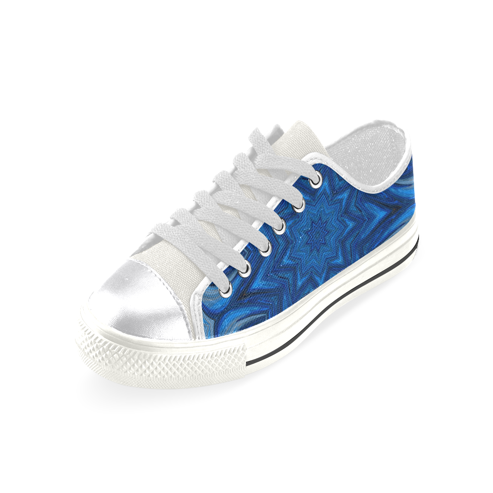 Blue Blossom Mandala Canvas Women's Shoes/Large Size (Model 018)