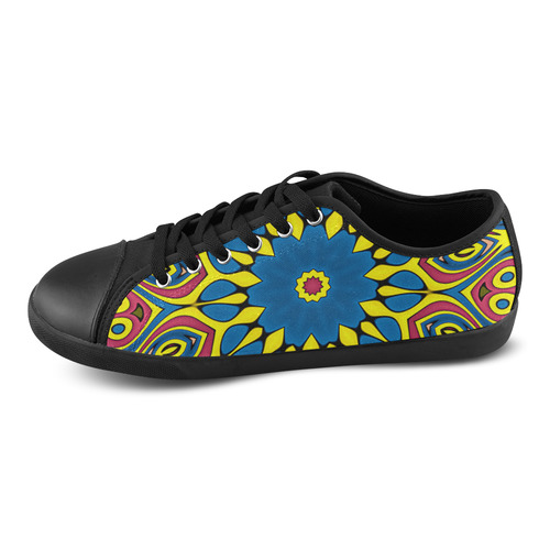 Yellow Flower Mandala Canvas Shoes for Women/Large Size (Model 016)