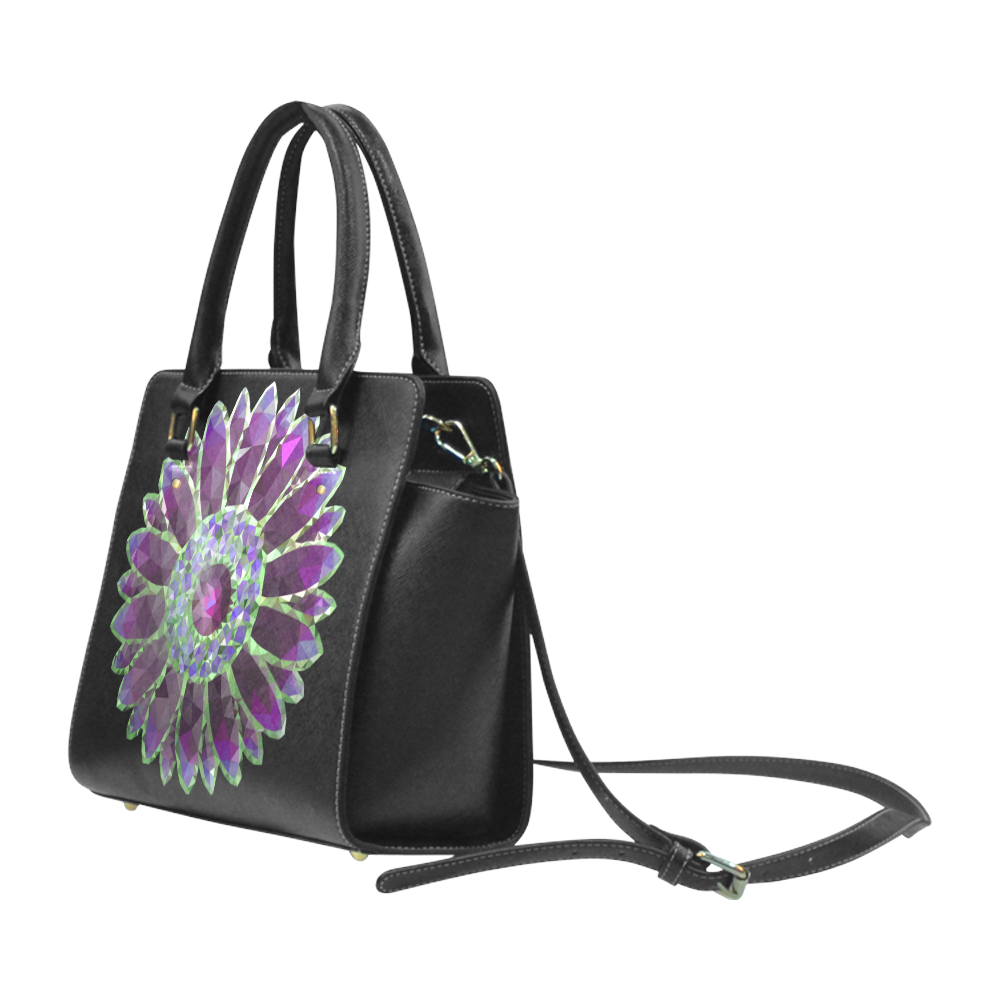 Purple Mosaic Flower Classic Shoulder Handbag (Model 1653)