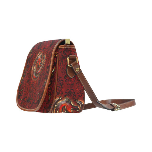 The dragon in red and gold Saddle Bag/Small (Model 1649) Full Customization