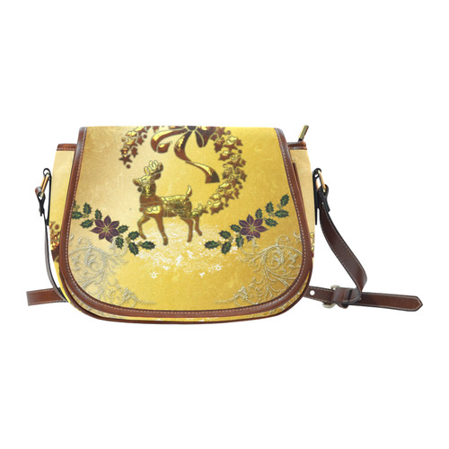Reindeer in golden colors Saddle Bag/Small (Model 1649) Full Customization