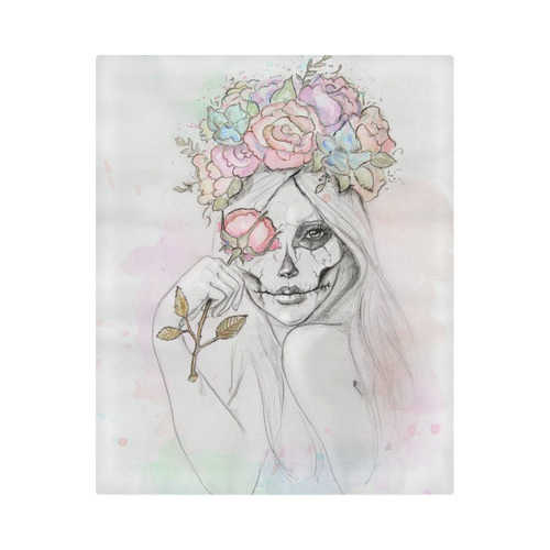 Boho Queen, skull girl, watercolor woman Duvet Cover 86"x70" ( All-over-print)