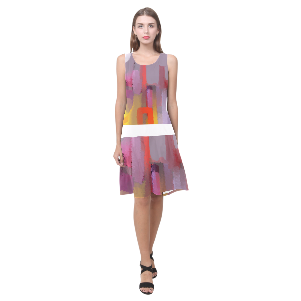 color Sleeveless Splicing Shift Dress(Model D17)