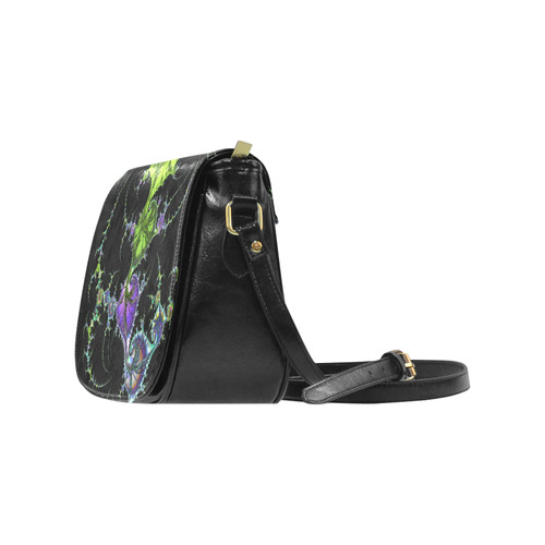 SPIRAL Filigree FRACTAL black green violet Classic Saddle Bag/Large (Model 1648)