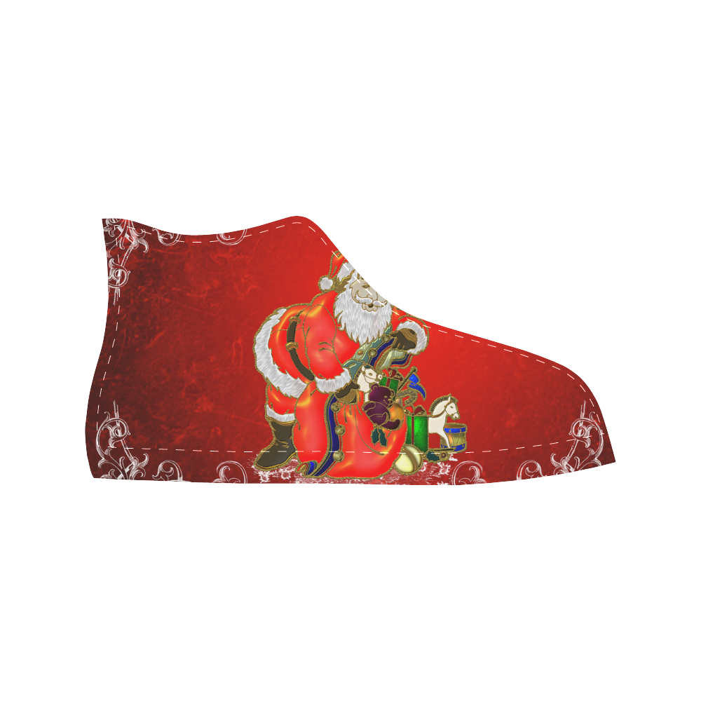 Cute toon Santa claus Aquila High Top Microfiber Leather Women's Shoes (Model 032)