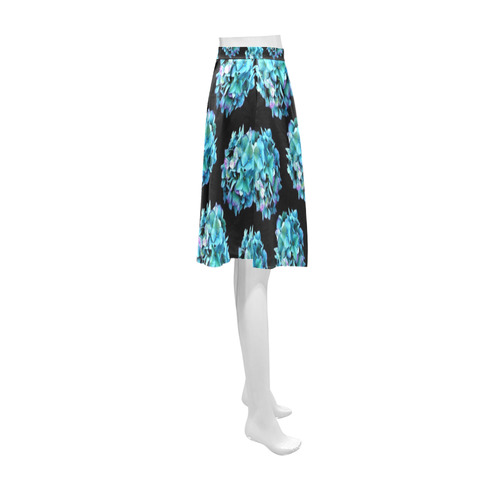 Green Blue Hydrangea Pattern Athena Women's Short Skirt (Model D15)