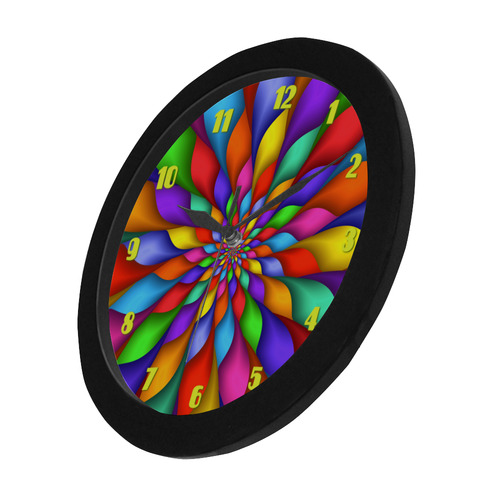 Psychedelic Rainbow Spiral Fractal Circular Plastic Wall clock