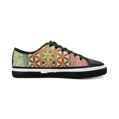 FLOWER OF LIFE vintage ornaments green red Women's Canvas Zipper Shoes/Large Size (Model 001)