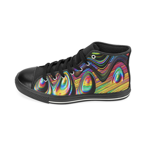 Colors Gone Wild Fractal Abstract Art High Top Canvas Women's Shoes/Large Size (Model 017)