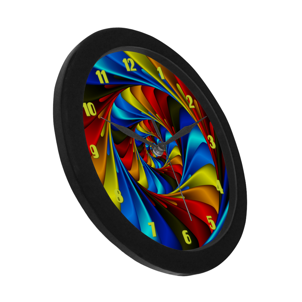 Psychedelic Rainbow Spiral Fractal Circular Plastic Wall clock