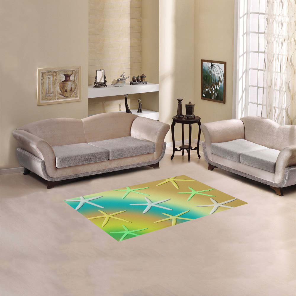 Lime White Yellow Starfishes Area Rug 2'7"x 1'8‘’