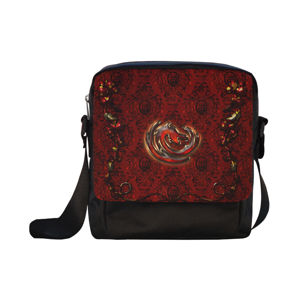 The dragon in red and gold Crossbody Nylon Bags (Model 1633)