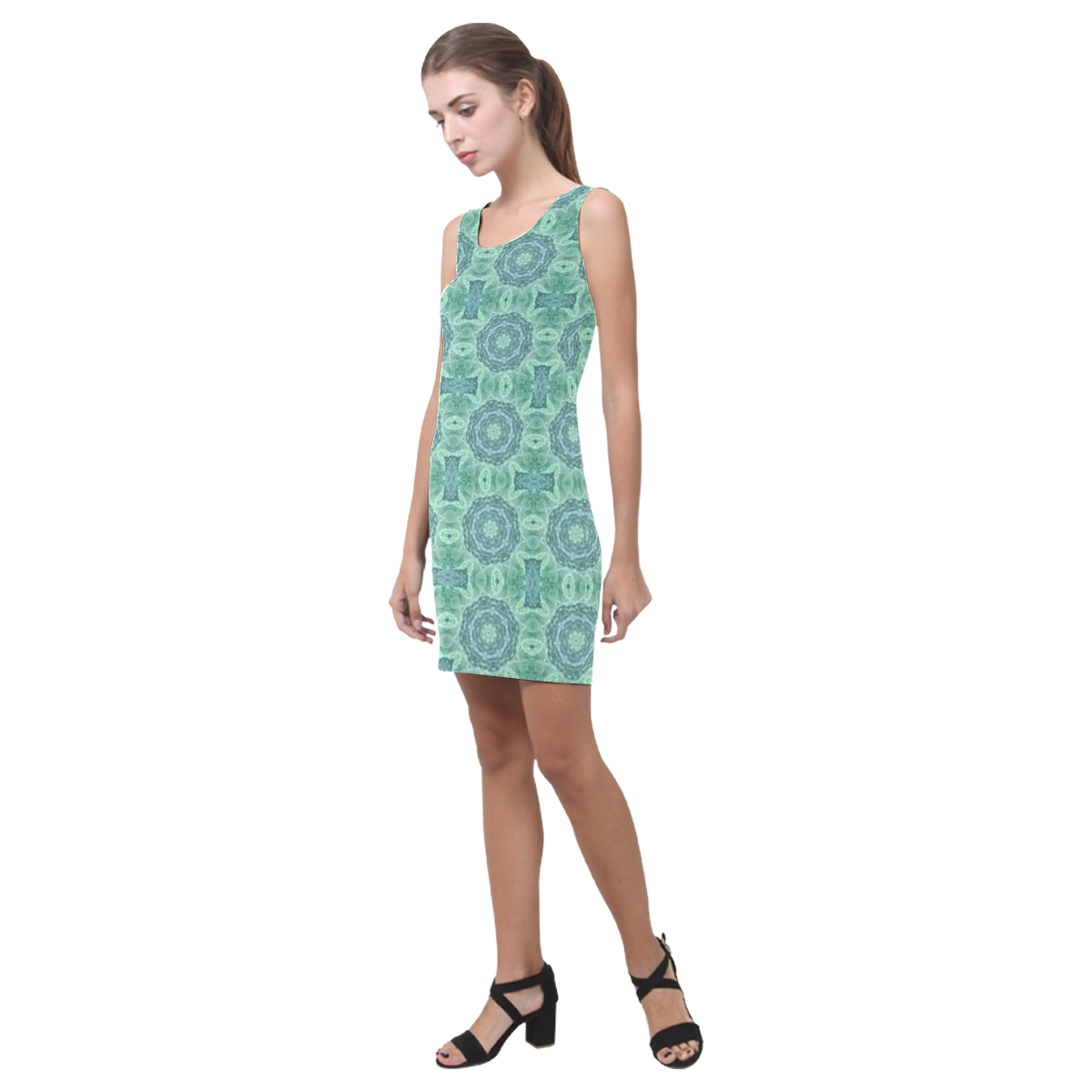 Teal Green Doily Medea Vest Dress (Model D06)