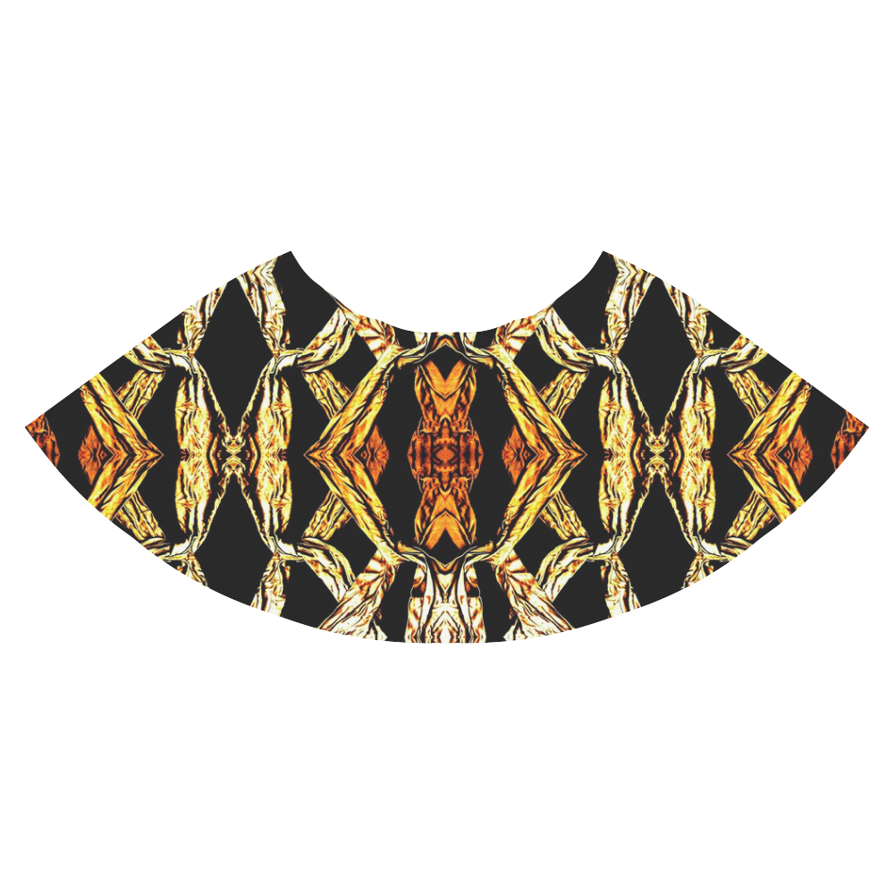Elegant Oriental Pattern Black Gold Athena Women's Short Skirt (Model D15)
