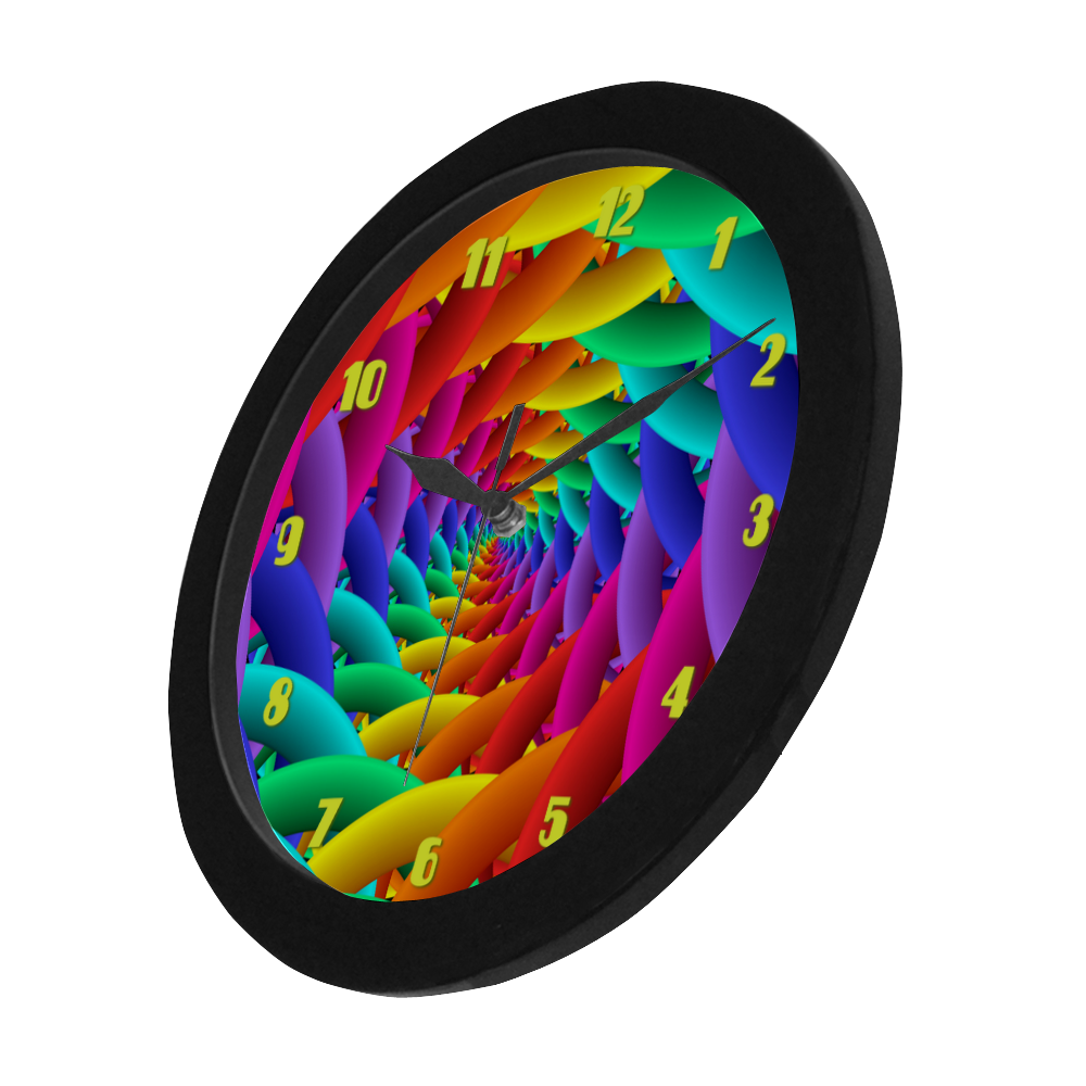 Psychedelic Rainbow Spiral Fractal Circular Plastic Wall clock