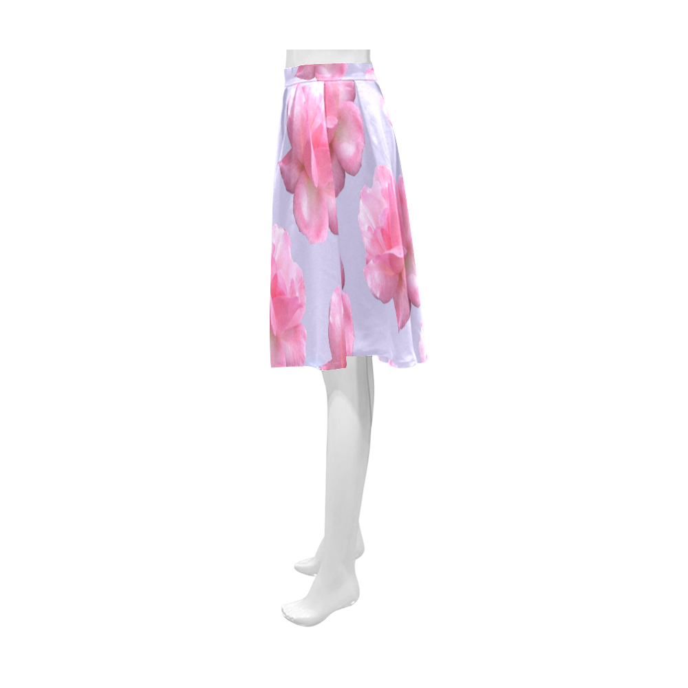 Pink Roses Pattern on Blue Athena Women's Short Skirt (Model D15)