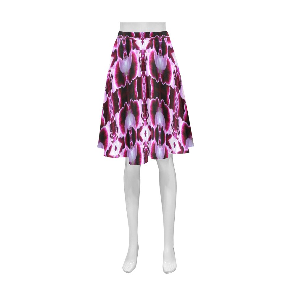 Purple White Flower Abstract Pattern Athena Women's Short Skirt (Model D15)