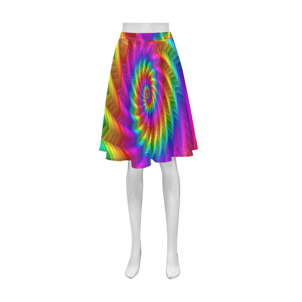 Psychedelic Rainbow Spiral Fractal Athena Women's Short Skirt (Model D15)