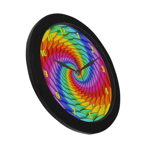 Psychedelic Rainbow Spiral Fractal Circular Plastic Wall clock