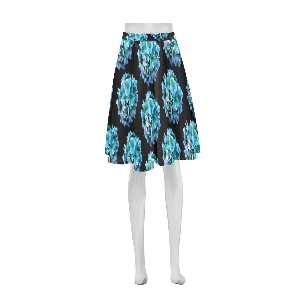 Green Blue Hydrangea Pattern Athena Women's Short Skirt (Model D15)