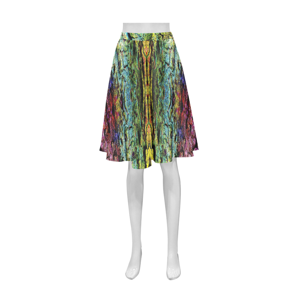 Abstract, Yellow Green, Purple, Athena Women's Short Skirt (Model D15)