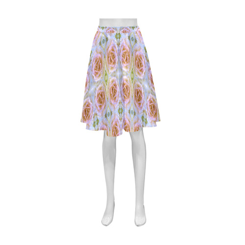 Pink Light Blue Pastel Flowers Athena Women's Short Skirt (Model D15)