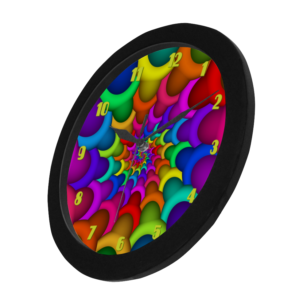 Psychedelic Rainbow Spiral Fractal Circular Plastic Wall clock