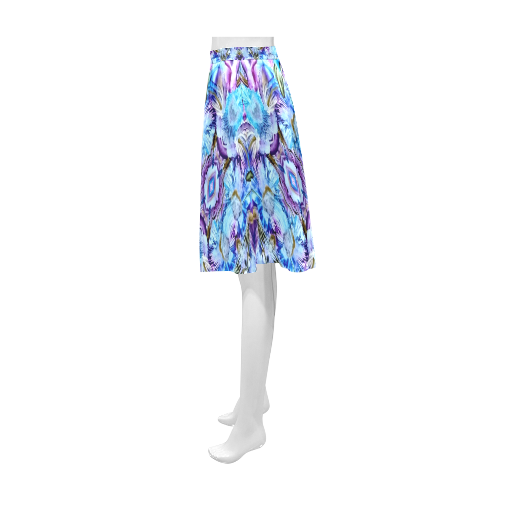 Elegant Turquoise Blue Flower Pattern Athena Women's Short Skirt (Model D15)