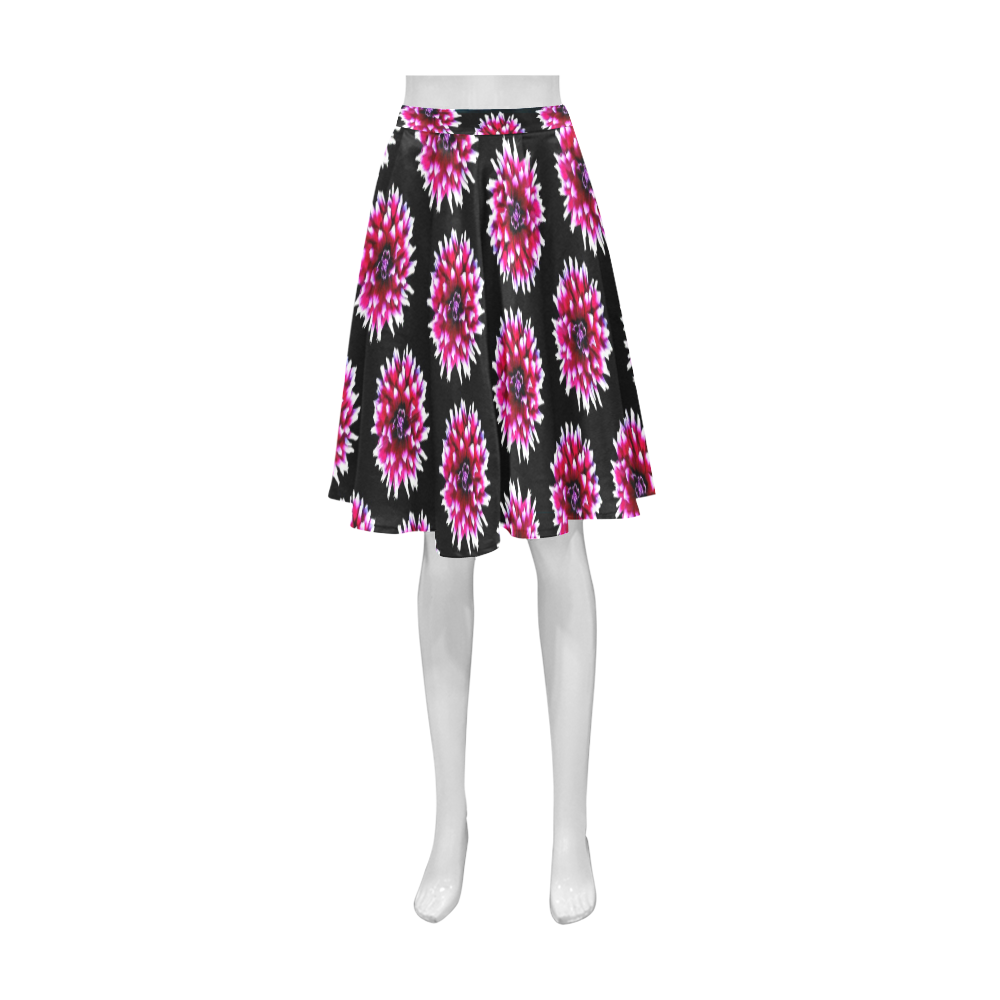 Dahlias Pattern in Pink, Red Athena Women's Short Skirt (Model D15)