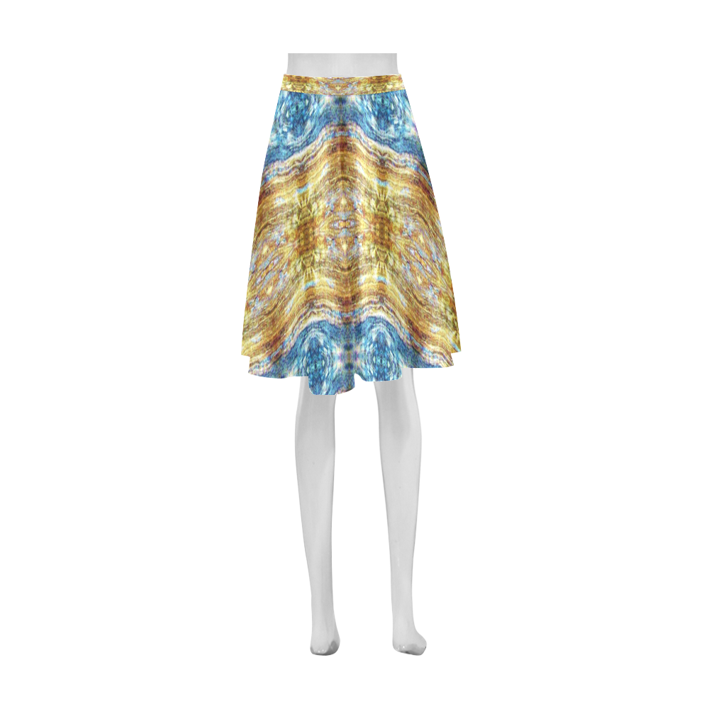 Gold and Blue Elegant Pattern Athena Women's Short Skirt (Model D15)